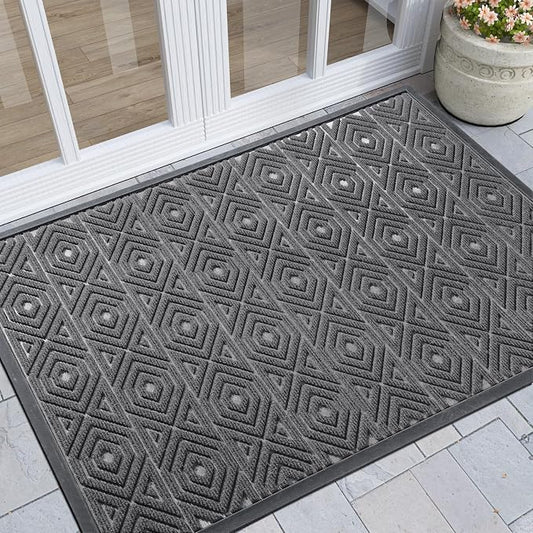 Yimobra Modern Geometric Welcome Doormat, 47 x 32 Inch, Waterproof, Non Slip by Yimobra