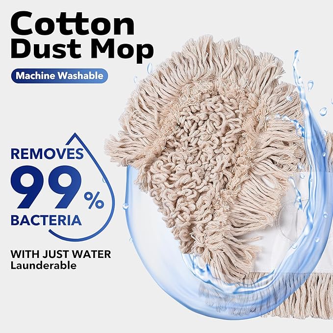 Matthew Cleaning 24'' Cotton Dust Mop Refill Washable Thick Tufted Replacement - Image 3