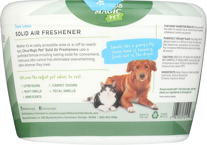 Citrus Magic Pet Odor Absorbing Solid Air Freshener, Pure Linen - Image 2