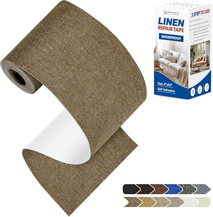 KING MOUNTAIN Linen Repair Patches, Self-Adhesive Fabric Patches, 4 X 63 inch by ForABetterHomeLife