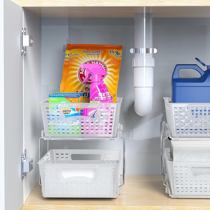 Simple Houseware 2 Tier Bathroom Organizer Tray Pull-Out Sliding - Image 7