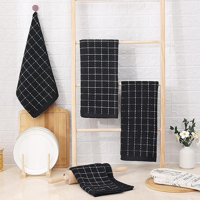 Homaxy 100% Cotton Terry Kitchen Towels, Checkered Designed, Soft and Super - Image 6
