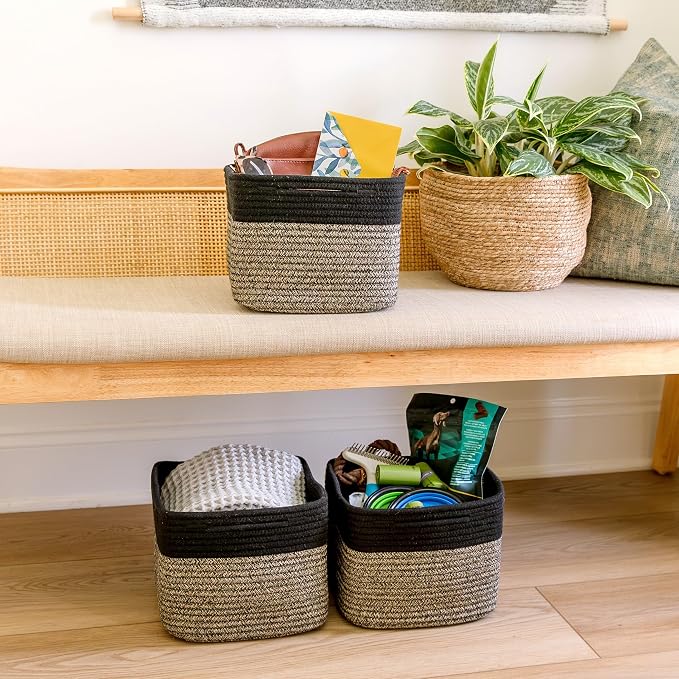 NaturalCozy Storage Cubes 9”x9”x7”Cotton Rope Woven Baskets - Image 9