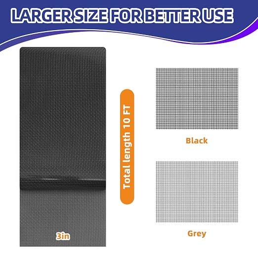 KING MOUNTAIN Black Window Screen Repair Tape, 3inX10FT Heavy Duty Screen - Image 2