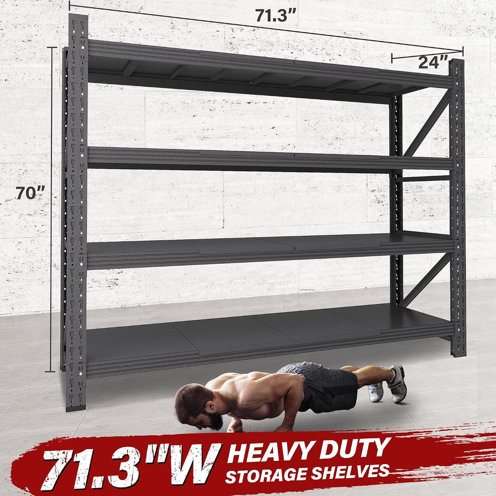 71.3" Wide Heavy Duty Garage Shelving Units,5000LBS Deep Storage Shelves...