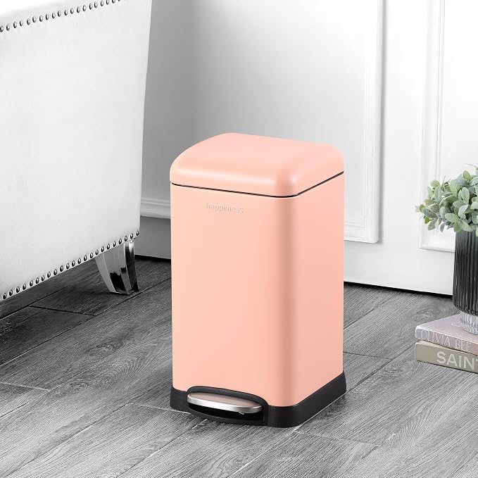 happimess HPM1012G Betty Retro Mini 3.2-Gallon Step-Open Trash Can, Fingerprint - Image 2