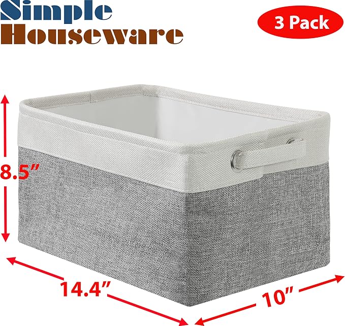 SIMPLE HOUSEWARE Large Fabric Storage Bin, 14.4" x 10" - Image 2