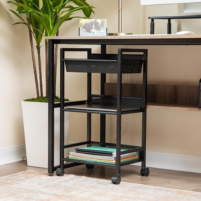 Mind Reader Cart with Covered Compartment, Office Organizer, 15.5" L x 11" W x - Image 2