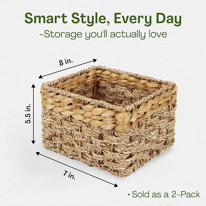 Small Wicker Baskets for Storage 2-Pack, Woven Baskets for Organizing Living - Image 7