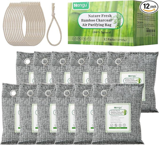 Activated Charcoal Odor Absorber, Natural Charcoal Bags Odor Absorber Bamboo by Hengu