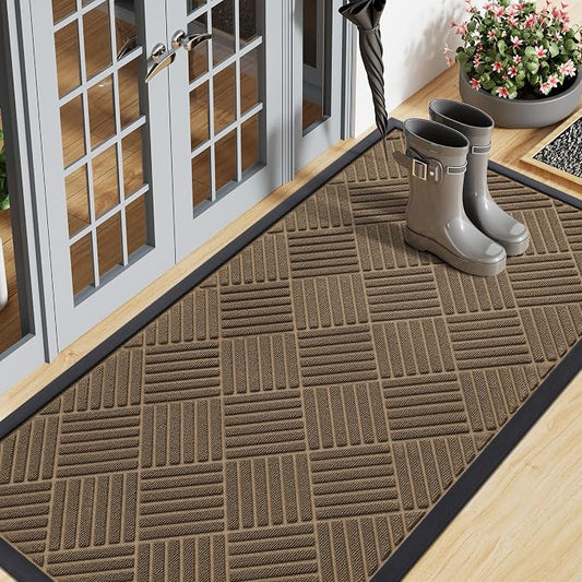 Smiry Front Door Mat Outside Entrance, Heavy Duty Outdoor Indoor Natural Rubber by Smiry