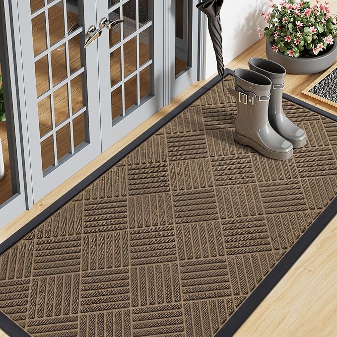 Smiry Front Door Mat Outside Entrance, Heavy Duty Outdoor Indoor Natural Rubber by Smiry
