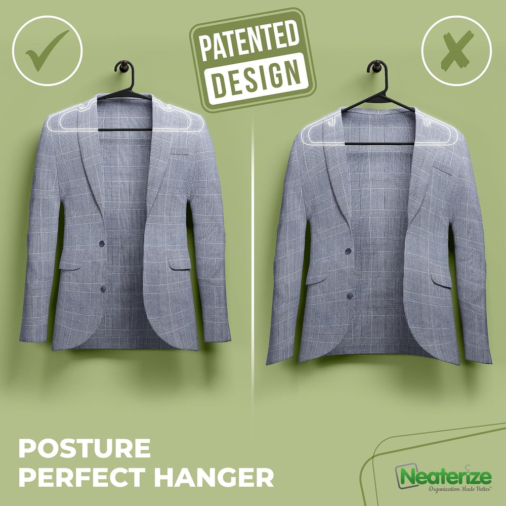 NEATERIZE Clothes Hangers Plastic 100 Pack for Adults - Plastic Hangers, The ...