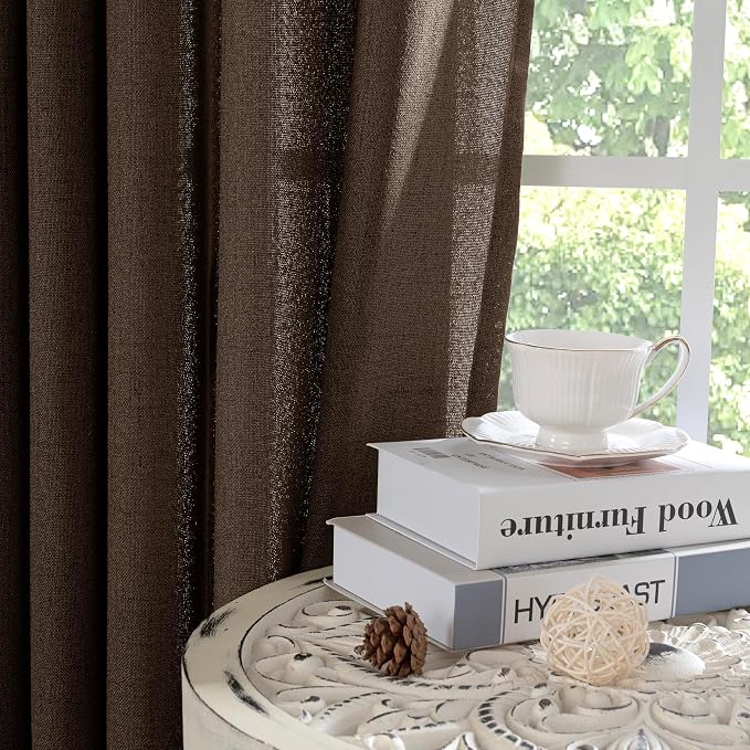 YoungsTex Brown Linen Kitchen Curtains 40 Inches Long - Image 8