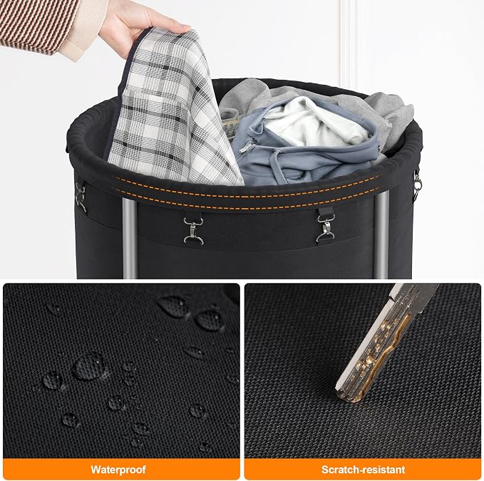 ELYKEN Laundry Hamper on Wheels, 23.6" Diameter 170L Large Capacity Laundry - Image 8