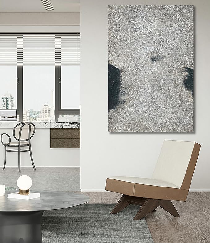 NANKAI Minimalist Art Hand Painted Black and Gray Abstract Oil Painting Canvas - Image 6