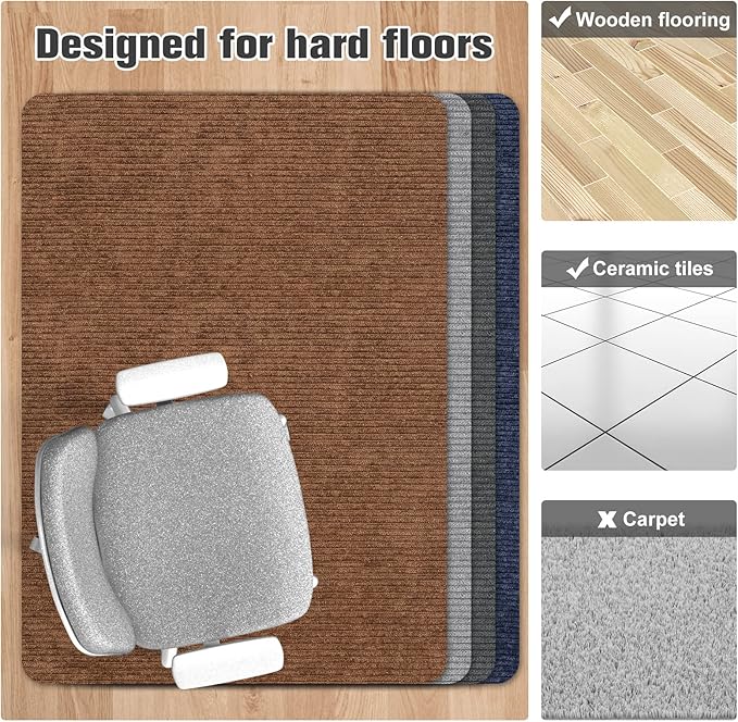 Placoot Desk Chair Mat for Hardwood Floor Corduroy Surface 1/6" Thick 55"x35" - Image 4