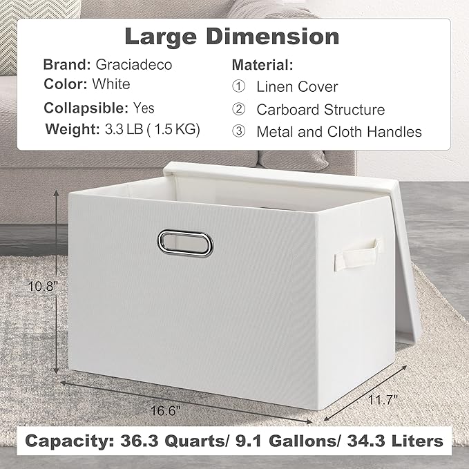 Large 17" 36 Quart Collapsible Stackable Storage Bins - Image 2