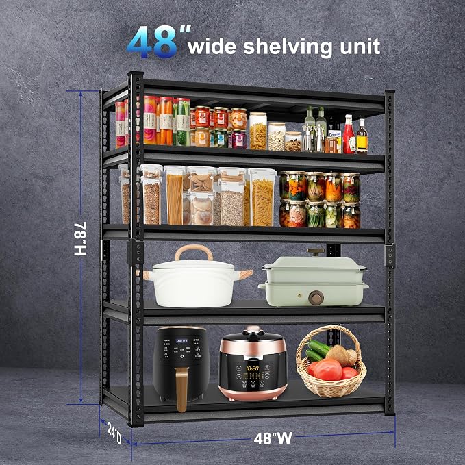 Adjustable Garage Storage Shelves, Metal Industrial Utility Shelf - Image 2