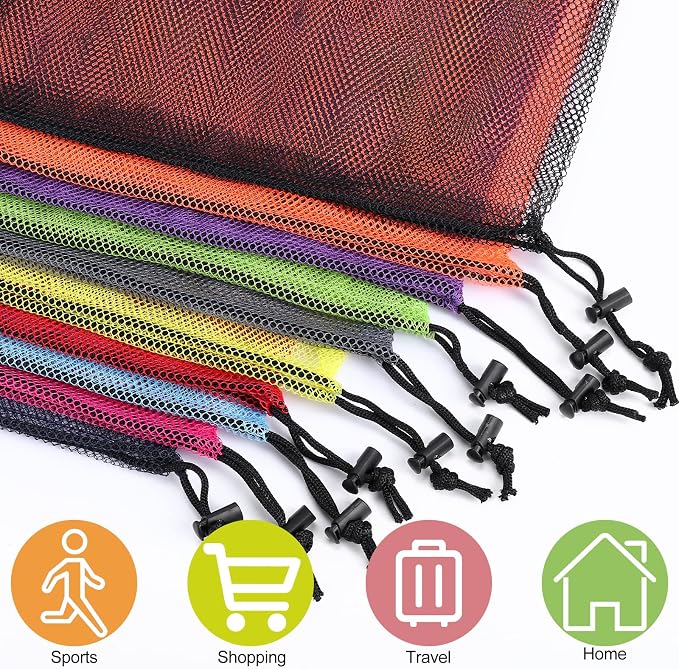 13"X15.5" 100Pcs Mesh Laundry Drawstring Bag Nylon Drawstring Gym Bag - Image 4