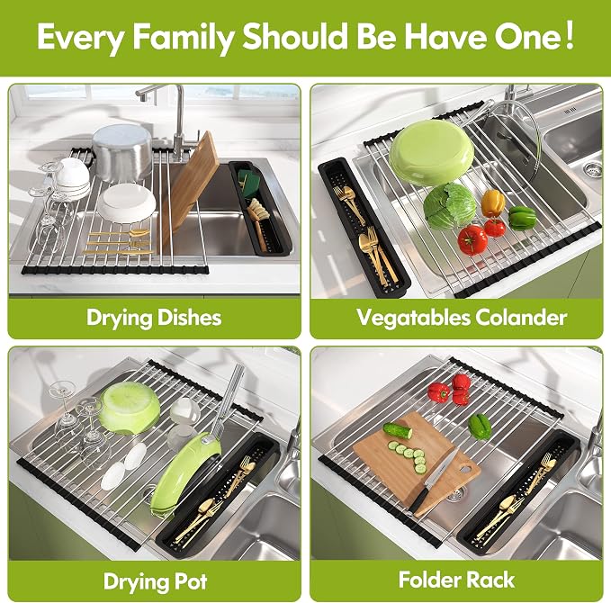 JASIWAY Dish Drying Rack, Roll Up Dryer Rack - Image 5
