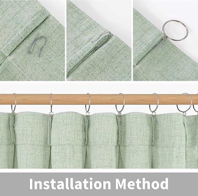 YoungsTex Sage Green Linen Curtains 90 Inch Length Living Room, Textured Semi - Image 7