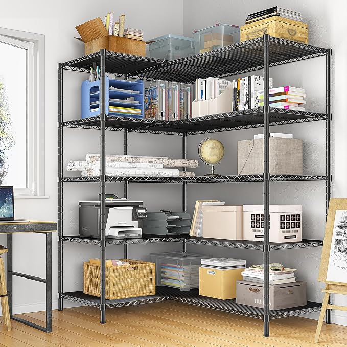 52.36" W Storage Shelves Metal Shelving Unit Load 1400LBS 5 Tier Wire Shelf - Image 9