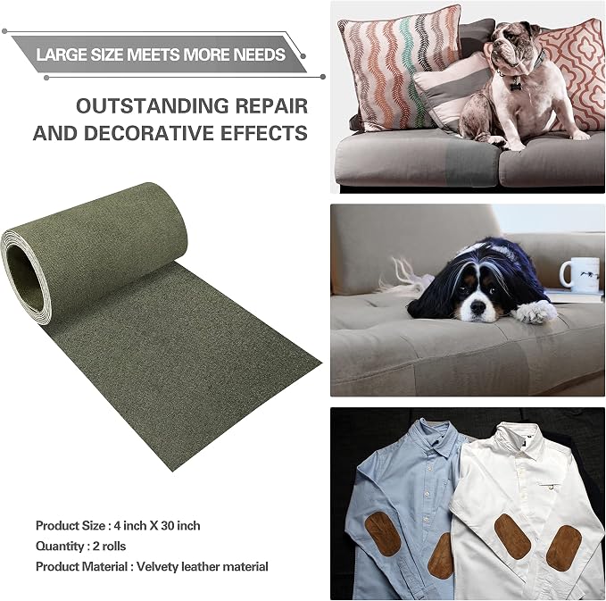 Azobur Sofa Fabric Repair Patch, Oversized Microfiber Patch, Self-Adhesive - Image 2
