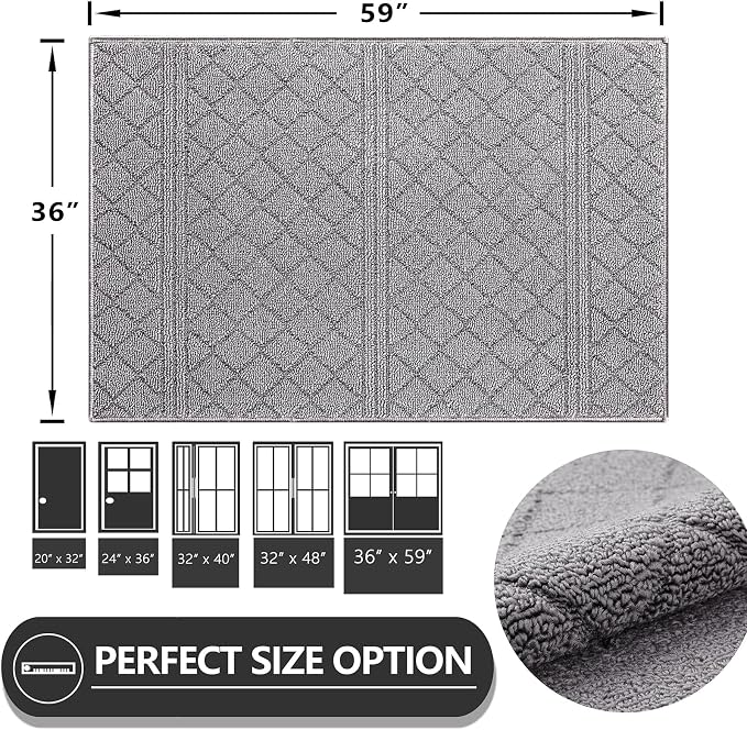 REFETONE Indoor Doormat, Front Back Door Mat 36"x59" Absorbent Rubber Backing - Image 2