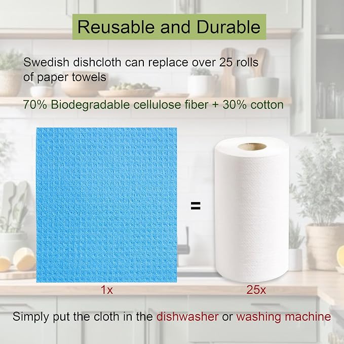 AMOUR INFINI Swedish Dishcloth Cellulose Sponge 8 Pack - Image 4