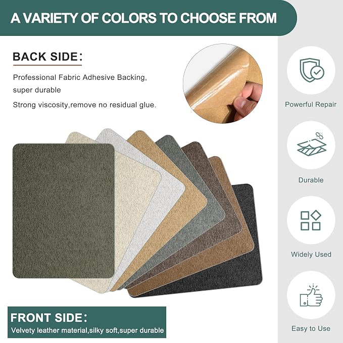 Azobur Couch Patch Repair Fabric, Microfiber Fabric, Self-Adhesive, - Image 3