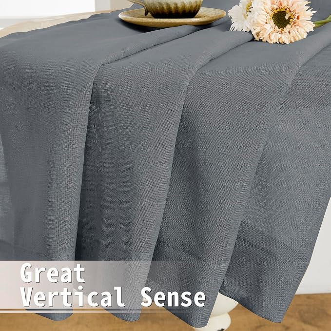 Tollpiz Short Sheer Linen Textured Curtain Sheers Doorway Light Filtering Voile - Image 6