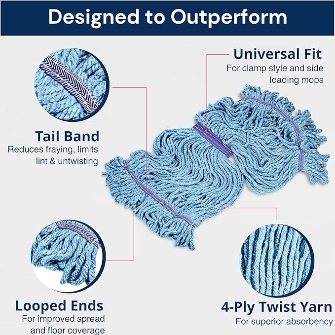 6 Packs Commercial Mop Head Replacement, Mop Heads Replacements – Heavy Duty - Image 4