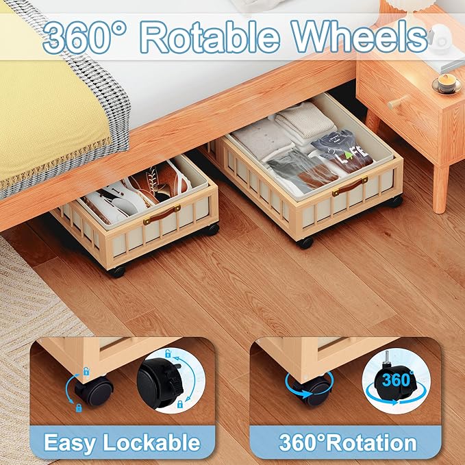 efluky 2-Pack Bamboo Under Bed Storage - Image 4