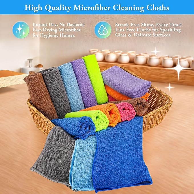 Microfiber Cleaning Cloths 16 Pack 8 Color Cleaning Rags - Image 7