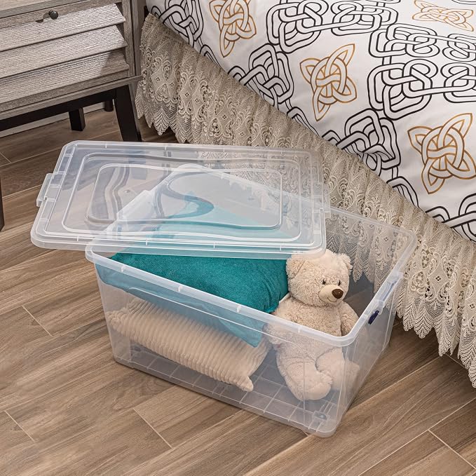 Superio Storage Bins with Lids, Stackable Totes, BPA Free, Odor Free, Organizer