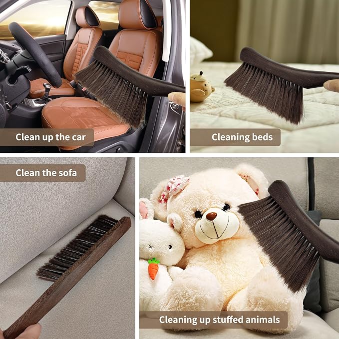 Hand Broom Brush, Wooden Handle Soft Bristle Cleaning Dust Brush, Bench Brushes - Image 7
