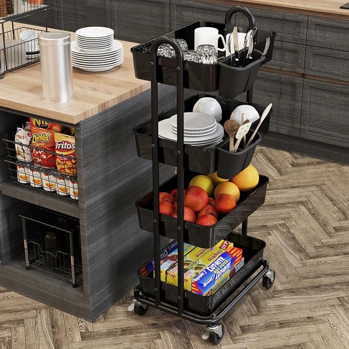 Simple Houseware 4-Tier Multifunctional Rolling Utility Cart - Image 7