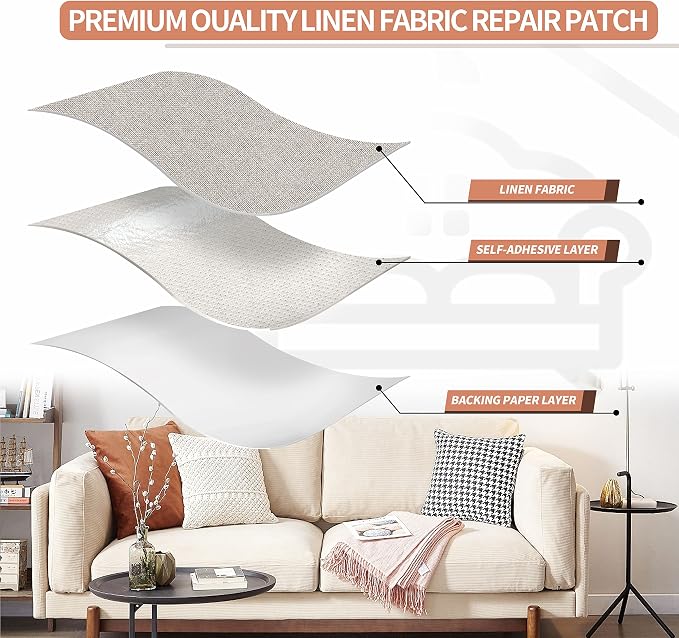 Fine Linen Repair Patches, Self-Adhesive Linen Fabric Patches, 12X40 inch Extra - Image 3