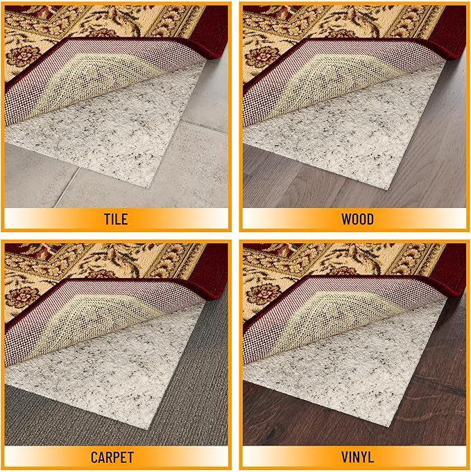 Ottomanson 7' x 7'8" Non-Slip Rug Pad Gripper 1/12 Inch Ultra Thin Dual Surface - Image 4