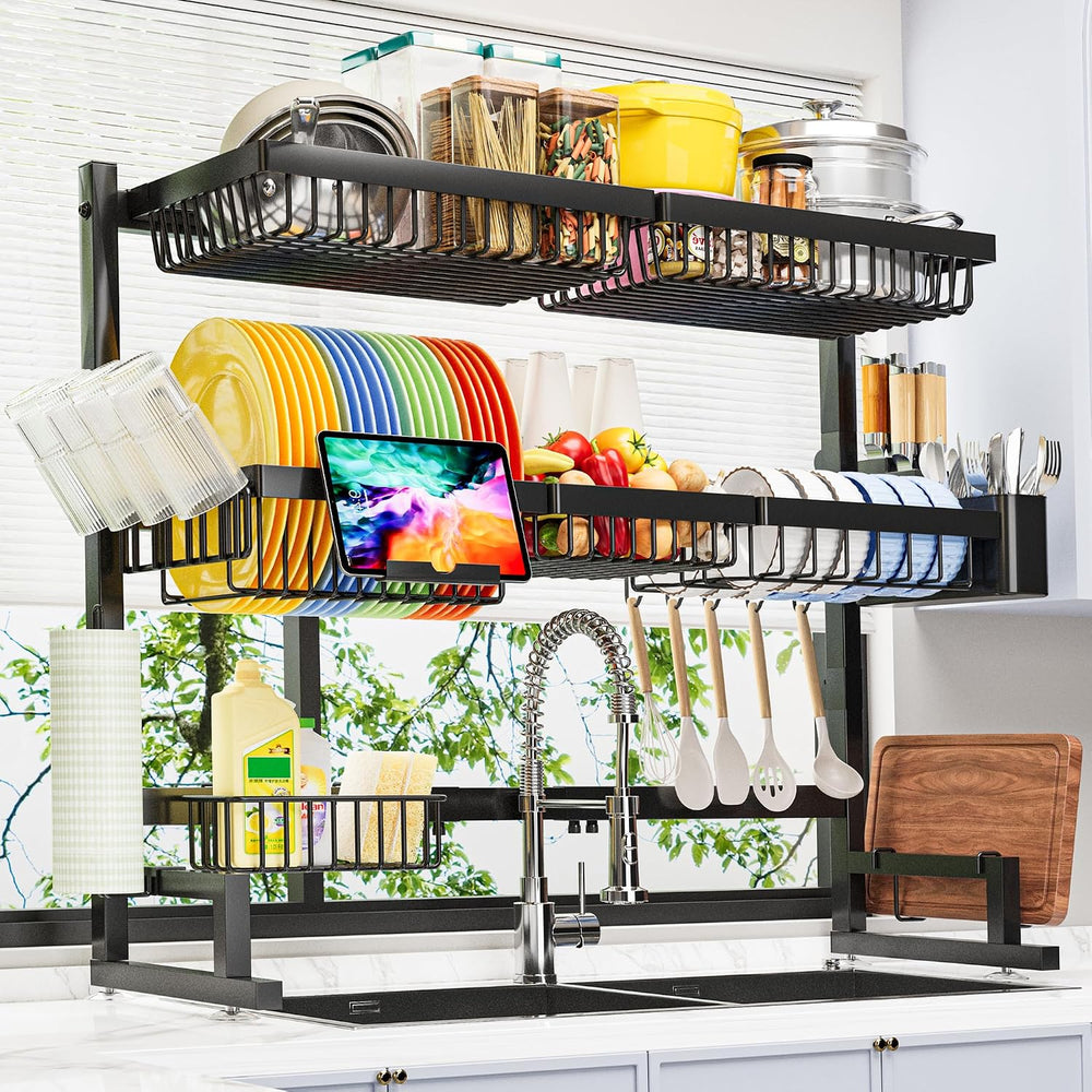 ADBIU Over The Sink Dish Drying Rack (Expandable Height and Length) Snap-On D...