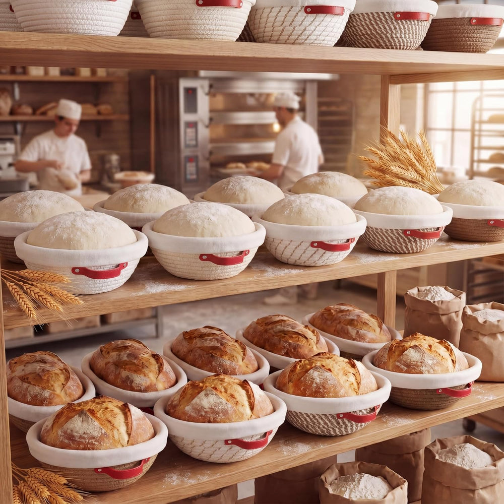 Gisafai 12 Set Banneton Bread Proofing Baskets Bulk 9 Inch Round Cotton Rope ...