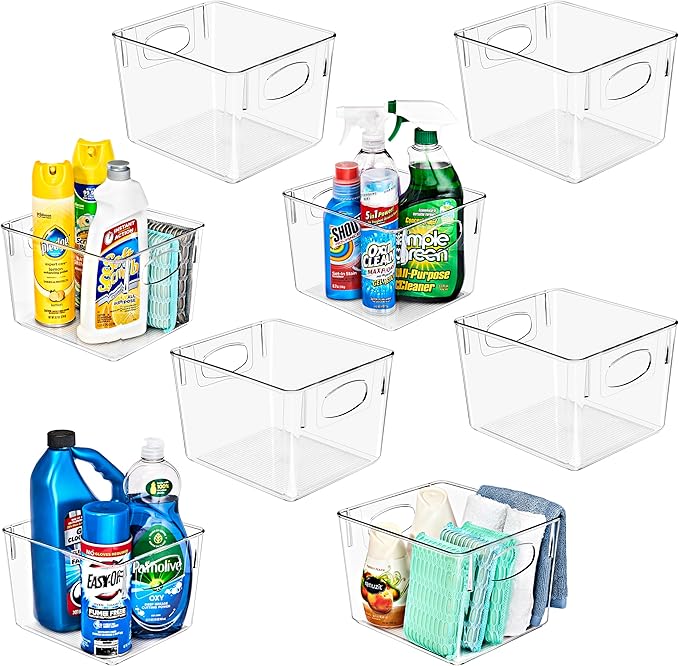 Sorbus 8 Pack Medium Clear Plastic Storage Bins, Refrigerator, Under Sink by Sorbus