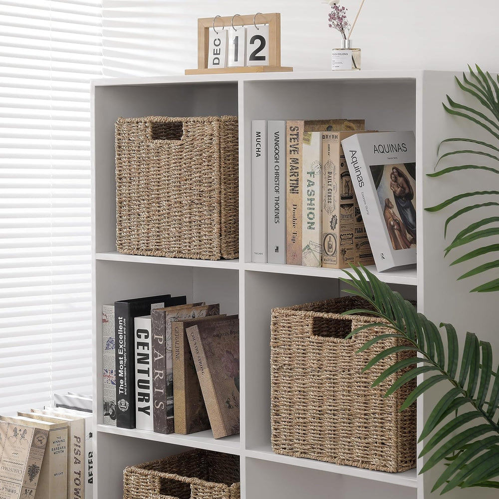 10.5 x 10.5in Seagrass Storage Baskets Set of 4, Cube Foldable Woven Storage ...