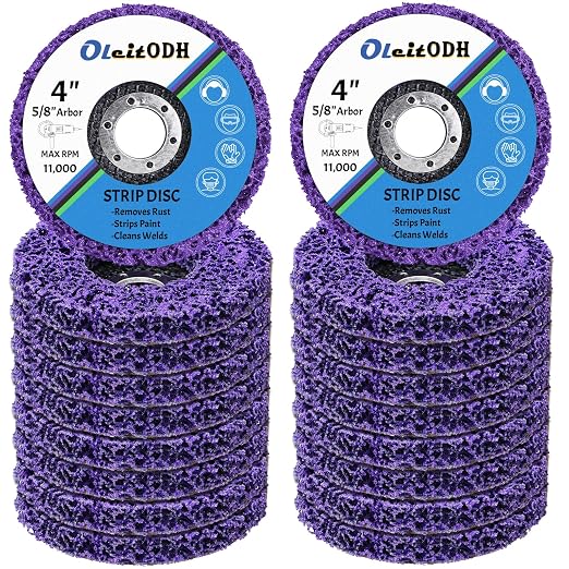 20 Pcs 4" x 5/8" Strip Discs Bulk, Paint Stripping and Rust Removal Wheels by Oleitodh