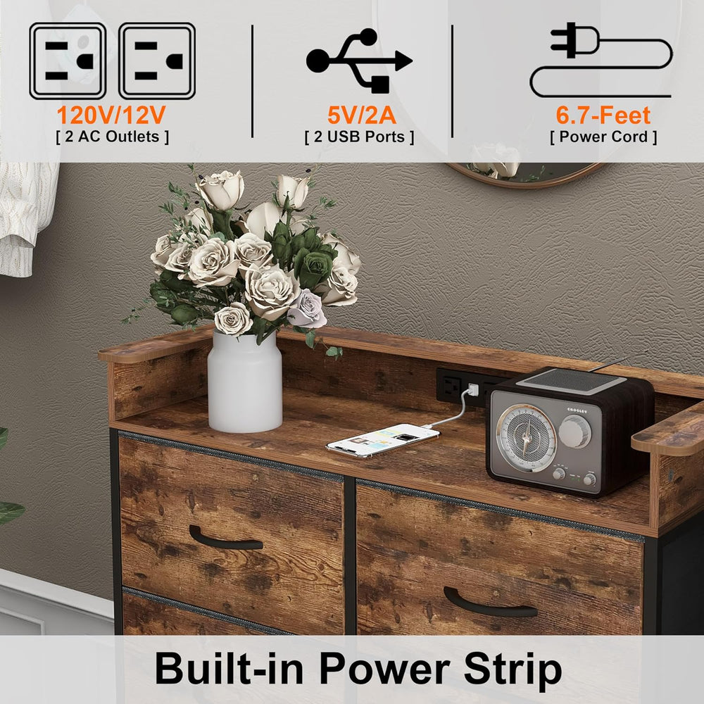Tall Dresser for Bedroom with Charge Station 8 Drawers Dresser with LED Light...