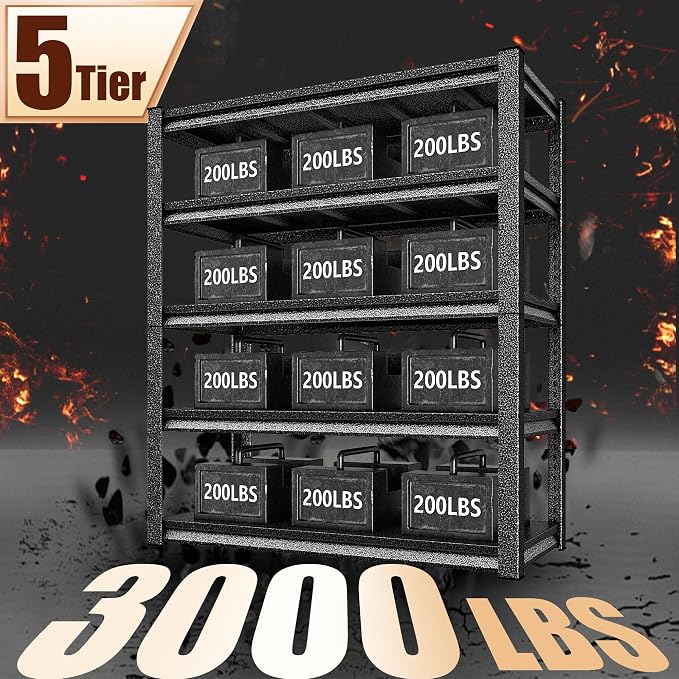 48" W Garage Shelving Heavy Duty，3000LBS Loads Adjustable Garage Storage Shelves - Image 4