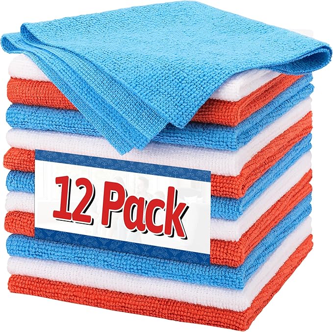 FIXSMITH Microfiber Cleaning Cloth, Shop Towels Bulk, Microfiber Towels by FIXSMITH