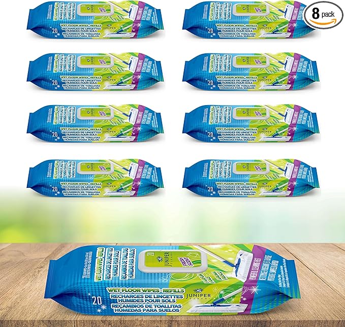 Wet Floor Wipes, Fresh Scent & Plant-Based Textured Cloth Trap Absorb Dirt by JuniperCLEAN