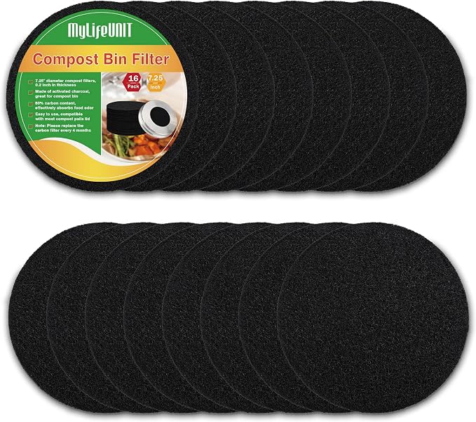 MyLifeUNIT 16 Pack Compost Bin Filter, Kitchen Compost Pail Charcoal Filter - Image 2
